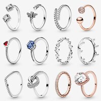 Женское кольцо из серебра 925 пробы, обручальное кольцо в виде короны и сердца 1005002321180596