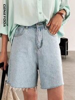 Женские байкерские шорты Genayooa, хлопковые джинсовые шорты с высокой талией в Корейском стиле, шикарная уличная одежда на лето 2022 1005002321262940