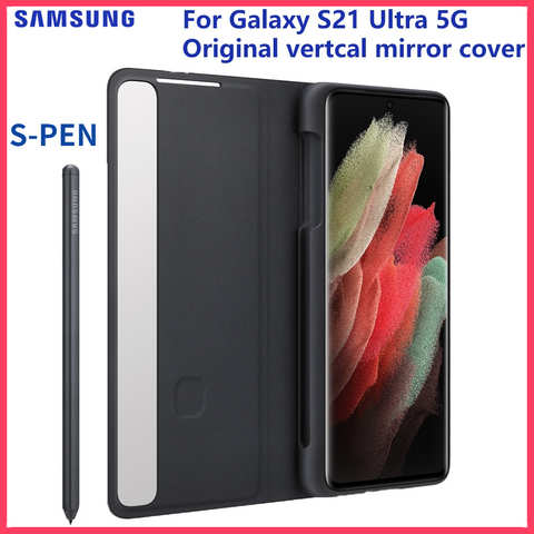 Зеркальный чехол для Samsung, прозрачный чехол для телефона SAMSUNG Galaxy S21 Ultra 5G S-Pen S-View, откидной Чехол, умные чехлы 1005002321963683