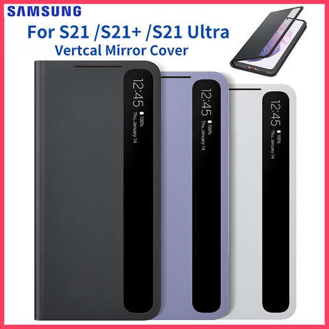 Оригинальный зеркальный чехол для Samsung, прозрачный чехол для телефона SAMSUNG Galaxy S21 + S21 Ultra S-View, откидной Чехол, интеллектуальные чехлы 1005002322135546
