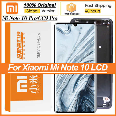 Оригинальный ЖК-дисплей 6,47 дюйма AMOLED для Xiaomi Mi Note 10/Mi Note 10 Pro/Mi CC9 Pro, сенсорный экран с дигитайзером в сборе, запасные части 1005002327666329