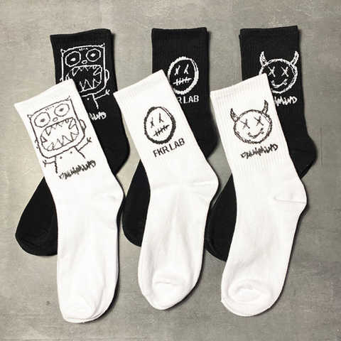Японские хлопковые мужские носки с мультяшным рисунком в стиле хип-хоп Уличная мода креативные носки для скейтборда Веселые забавные Новые короткие носки 1005002333757084