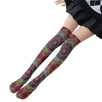 Длинные женские носки с 3D-принтом мандалы, красивые чулки выше колена, модные сексуальные женские чулки до бедра 1005002341570340