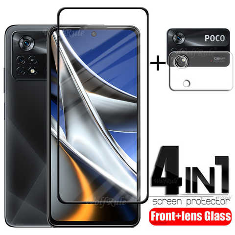 4-в-1 для Xiaomi Poco X4 Pro 5G стекло для Poco X4 Pro закаленное стекло полная Защита экрана для Poco M3 M4 X3 X4 Pro стекло объектива 1005002343192680