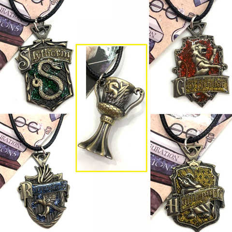 Цепочка с четырьмя значками Гарри Поттера для колледжа, пятисторонняя трехмерная металлическая брошь на шарф Гриффиндора 1005002346174286