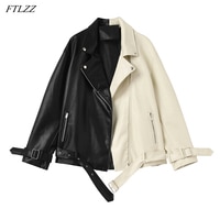 Женская куртка из искусственной кожи FTLZZ, демисезонная куртка с лацканами, с ремнем 1005002352465266