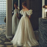 Блестящие Свадебные платья с буффами и коротким рукавом, женское платье принцессы, модель 2021 1005002363369111