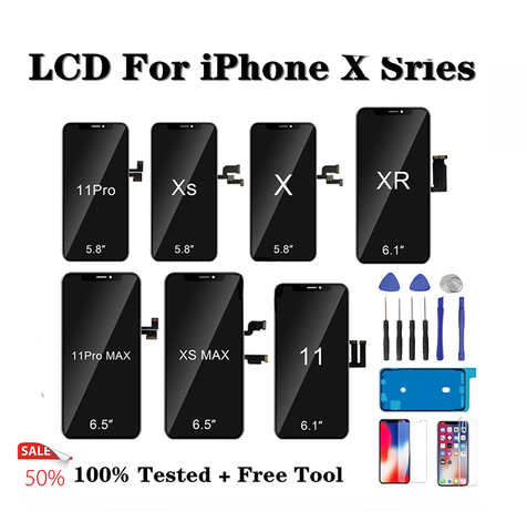 100% новый ЖК-дисплей TFT для iPhone X XS MAX XR X11 3D Touch AAA дигитайзер в сборе Высокое качество для iPhone X XS MAX XR X11 ЖК 1005002370665734