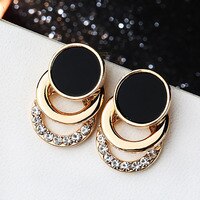 Женские серьги-клипсы со стразами, черные, геометрические, компактные, простые, универсальные, подарочные, ювелирные изделия 1005002373183165