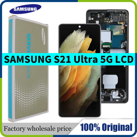 ЖК-дисплей с рамкой для Samsung Galaxy S21 Ultra G998B G998F G998U G998W, дисплей с сенсорным экраном и дигитайзером в сборе, замена, оригинал 1005002390026480