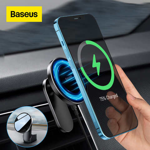 Baseus Автомобильный держатель для телефона Быстрая зарядка магнитное Беспроводное зарядное устройство металлический автомобильный держатель смартфона для iPhone 13 14 автомобильное крепление для телефона 1005002423392693