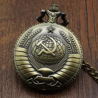 Значки советский СССР, винтажные карманные часы с серповидным молотом, цепочка с бронзовой подвеской, модная эмблема, подарок для женщин и мужчин 1005002433925800