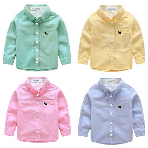 Новинка, хлопковая рубашка с длинным рукавом для мальчиков, Осень-зима, весна и осень, корейская детская одежда, белая однотонная Детская рубашка 1005002434568492