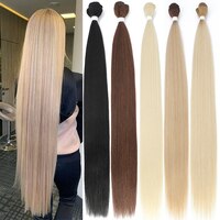 Пряди волос с прямыми волосами для салона, натуральные волосы для наращивания, искусственные волокна, сверхдлинные Синтетические прямые волосы Yaki, полное плетение 1005002439772399