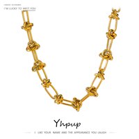 Yhpup Stainless Steel Chains Necklaces for Women Statement Golden Texture Collar 18K Plate Charm Jewelry бежутерия женская колье 1005002448086026