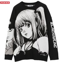FGKKS мужской хип-хоп Уличная одежда свитер Харадзюку в винтажном японском стиле аниме девушка вязаный 2021 Хлопок пуловер Свитера мужские 1005002466876175