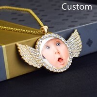 Пользовательские фото память Стразы кулон ожерелье Персонализированное изображение стеклянный купол ожерелье крылья ювелирные изделия 1005002467331663