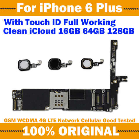 Бесплатная доставка, Полная работа чипов для iPhone 6 Plus, материнская плата 5,5 дюйма с системой iOS, сканер отпечатка пальца, чистая iCloud плата 1005002476181465
