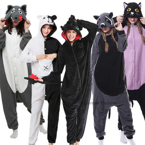 Пижама-Кигуруми для взрослых, единорог, кошка, медведь, Беззубик, дракон, пижама, енот, костюм, комбинезон с драконом, рождественский подарок 1005002480111604