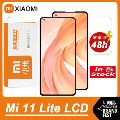 100% Оригинальный 6,26 "AMOLED дисплей для Xiaomi Mi 11 Lite M2101K9AG ЖК-дисплей с сенсорным экраном дигитайзер в сборе для Xiaomi Mi 11 Lite 5G 1005002489811817