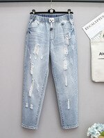 Женские свободные джинсы-багги, брюки-султанки с высокой талией, рваные джинсы большого размера 1005002497362318
