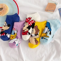Disney 5 пар носков для девочек с изображением Микки Мауса и Дональда Дака; Дейзи чип-печатная тонкие хлопковые женские Носки с рисунком из аниме, коврик для мыши, носки-башмачки, Цвет женские носки 1005002504038666