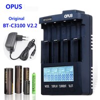 OPUS BT-C3100 v2.2 интеллектуальное зарядное устройство с ЖК-дисплеем для Li-Ion NiCd NiMH AA AAA 10440 14500 18650 17335 аккумуляторных батарей Code: 1000-100₽ PUMPKIN100 1005002516781630