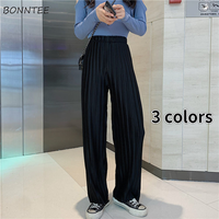 Женские длинные брюки, свободные однотонные брюки в складку, универсальные повседневные модные женские брюки в уличном стиле 1005002517420848