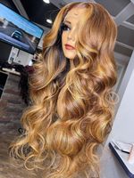 Медовая Блондинка Body Wave 13X4 HD кружевной передний al парик предварительно выщипанный хайлайтер цвет 13X6 прозрачный кружевной передний парик из человеческих волос для женщин 1005002517541186