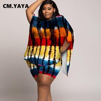 Женский спортивный костюм CM.YAYA, укороченный топ с принтом тай-дай и шорты, комплект из двух предметов, большие размеры 1005002518974958