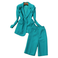 Костюм-двойка женский офисный из пиджака с длинным рукавом и шортов с высокой талией 1005002533754463