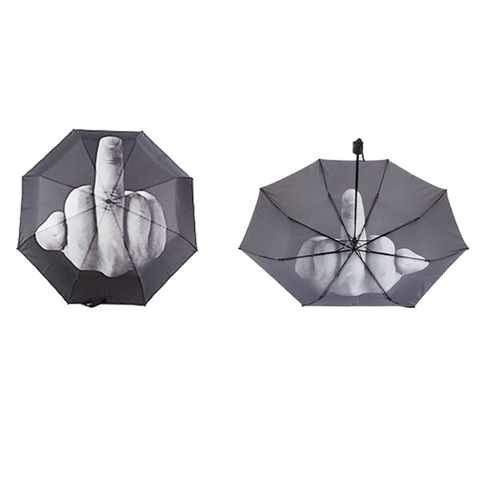 Зонт складной для мужчин и женщин, зонт со средним пальцем, от дождя, ветра, черные, #0 1005002533824009