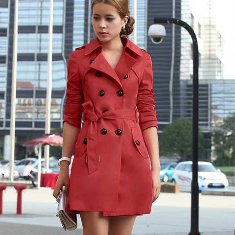 Женское осеннее пальто в европейском стиле, красивое женское стильное пальто, облегающая ветровка средней длины с поясом для женщин 1005002533979267