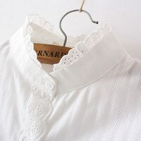 Кружевная белая рубашка женская с длинным рукавом, 100% хлопок, приталенная мягкая Блузка с оборками, топы 0,15 кг, весна-лето 1005002544708070