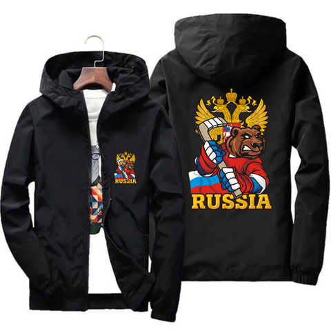 Мужская демисезонная спортивная куртка с русским хоккейным медведем, Одежда большого размера, тонкая ветровка, пальто женского размера 7XL 1005002559222868