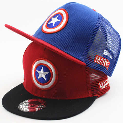 Мультяшная детская шапка с героями Marvel, Капитан Америка, Человек-паук, детская сетчатая шляпа, дорожные кепки для мальчиков и девочек, лето ... 1005002560128180