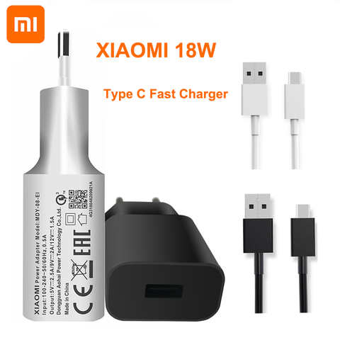 Оригинальное Сетевое зарядное устройство Xiaomi Redmi K20 QC 3,0 18 Вт с европейской вилкой, быстрое зарядное устройство типа C для Xiaomi Redmi Note 7 8 ProMi 8 9SE Mi5 Mi9 Lite POCOPHONE F1 1005002560174966