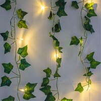 Гирсветильник да с зелеными листьями, искусственная лоза, скасветильник лампа на батарейках, Рождественская лампа для свадьбы, украшения дома, 2 м, 20 светодиодов 1005002567943660