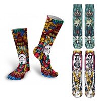 Носки Длинные с мультяшным принтом панды для девочек, модные носки унисекс в стиле Харадзюку, женские носки средней длины в японском стиле ниндзя 1005002572024158