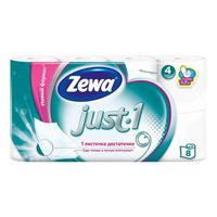 Туалетная бумага ZEWA JUST-1, 8 рулонов, 4 слоя 1005002573339786