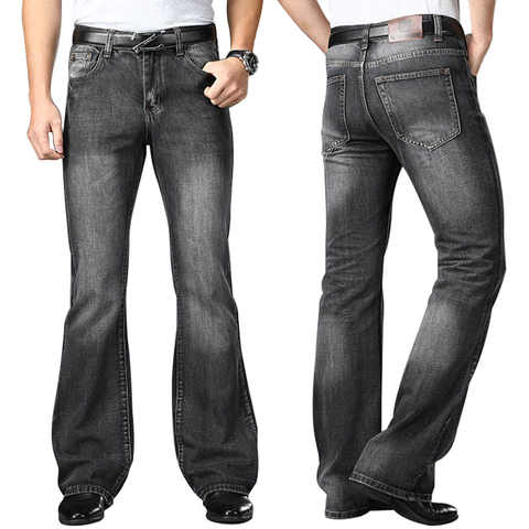 Джинсы-клеш мужские с высокой талией, свободные классические брюки из денима, уличные серые штаны, размеры 28-40, 5 цветов 1005002608883813