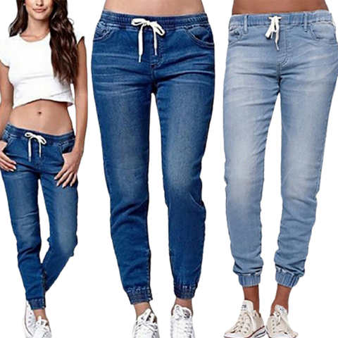 Повседневные брюки-джоггеры 2021, эластичные сексуальные узкие джинсы-карандаш для женщин, леггинсы, джинсы с высокой талией, женские джинсовые брюки на шнуровке 1005002612120571