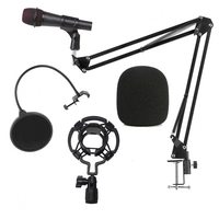 Настольная стойка для микрофона пантограф NB3571 с держателем паук, поп-фильтром и ветрозащитой 1005002619757126