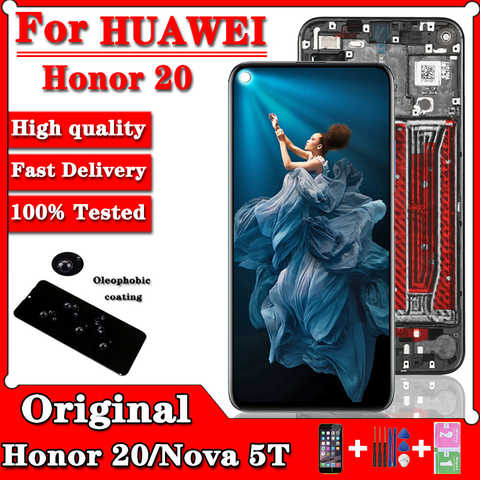 6,26 "Новый ЖК-дисплей для Huawei Honor 20, сенсорный экран, дигитайзер для Huawei YAL-L21 Nova 5T, запасные части для ЖК-дисплея 1005002634043270
