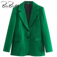 BlingBlingee 2022 осенние женские топы Traf, однобортный костюм с длинным рукавом, куртка, офисные женские повседневные блейзеры, женские зеленые пальто 1005002637572461