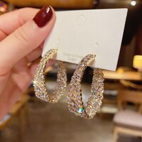 Изысканные блестящие серьги-кольца Стразы для женщин, характерные большие серьги, модные украшения 1005002650899201