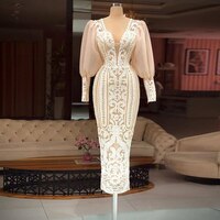 Платье YIDINGZS с длинным рукавом, белое вечернее платье с блестками, элегантное вечернее длинное платье с V-образным вырезом для выпускного вечера 1005002654690332