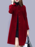 Модное женское Шерстяное Пальто, новое осенне-зимнее однобортное приталенное пальто средней длины, красное, синее, черное, Женское пальто 1005002659911868