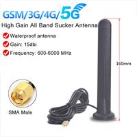 GSM GPRS 3G 4G 5G с высоким коэффициентом усиления, полностью диапазонная SMA Мужская антенна, водонепроницаемая 15DBI 600-6000 МГц присоска антенна 1005002661602602