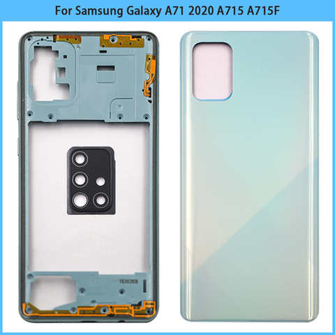 Пластиковый корпус для Samsung Galaxy A71 2020 A715 A715F, корпус средней рамки + задняя крышка аккумулятора + объектив камеры + клей 1005002686958512
